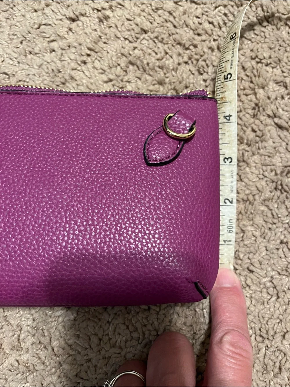 Women's Purple Pebbled Leather Wristlet Crossbody